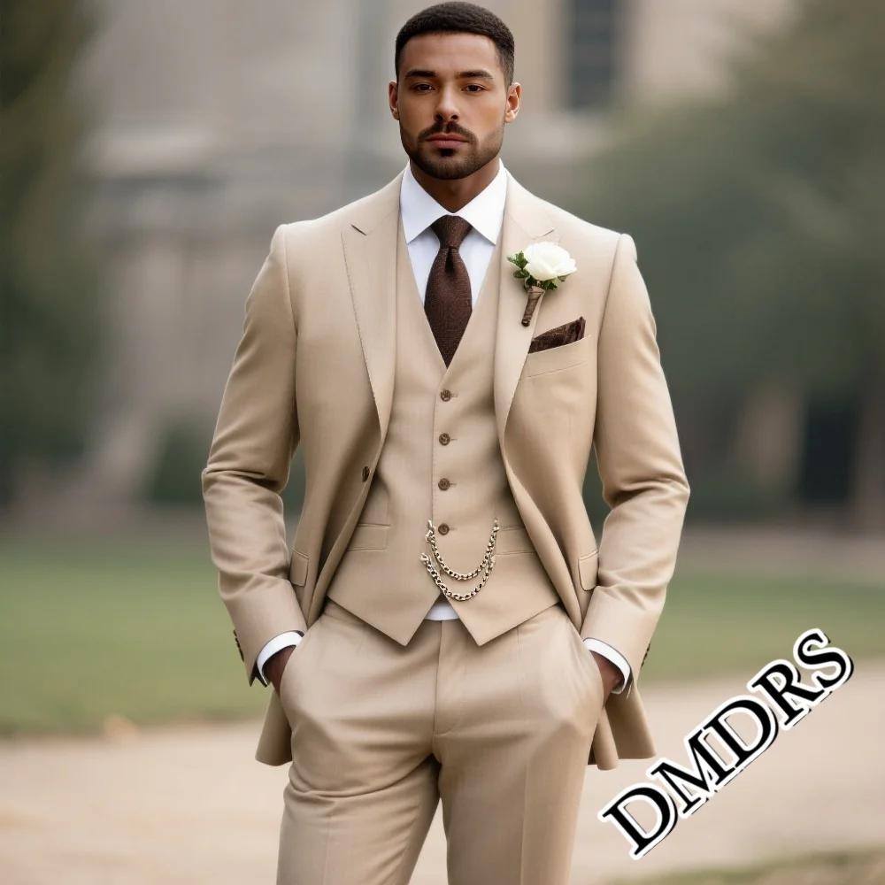 Ensemble de costume luxueux Champagne pour hommes, 2 pièces, pour mariage, formel, simple boutonnage