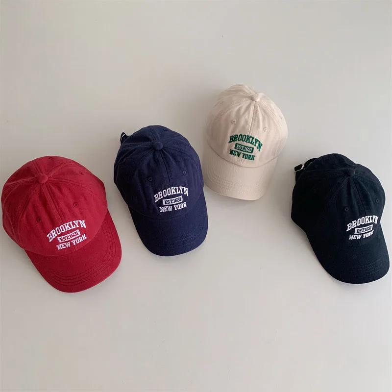 Casquette baseball coréenne bébé broderie lettres unisexe visière canard pare-soleil 2-6 ans