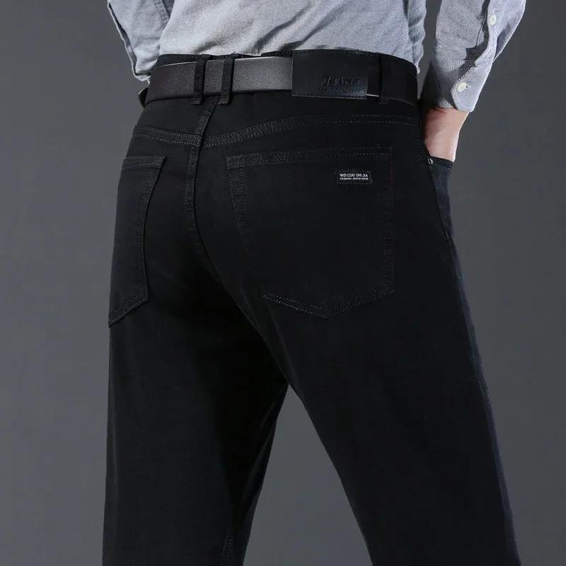 Hommes classique avancé marque de mode Jean Homme Homme doux Stretch noir Biker Masculino Denim pant
