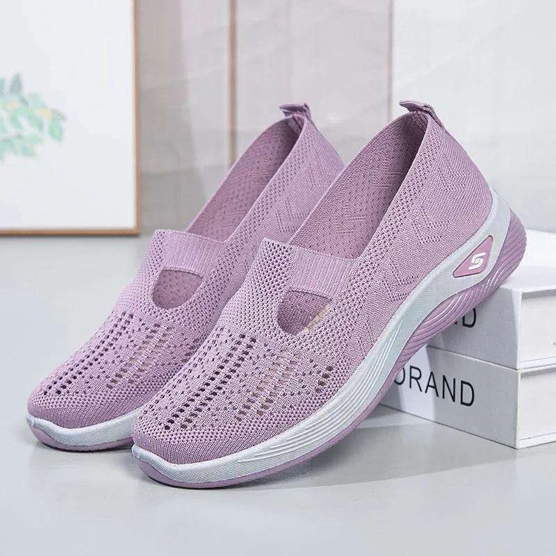 Chaussures d'été en maille respirante pour femmes, baskets légères à plateforme plate, décontractées