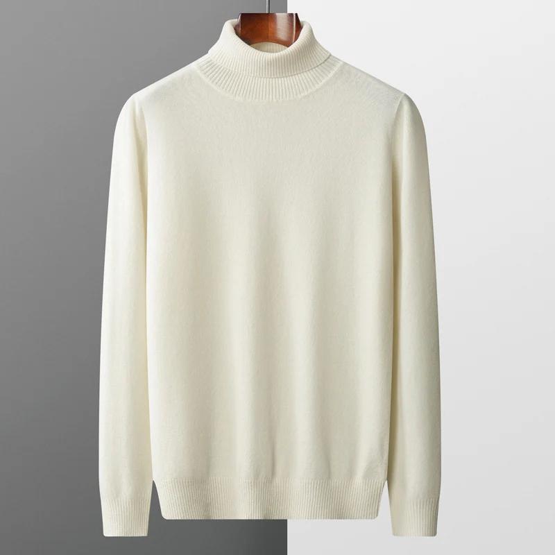 Pull à col roulé en cachemire pour homme, épais, chaud, ample, couleur unie, nouvelle collection aut