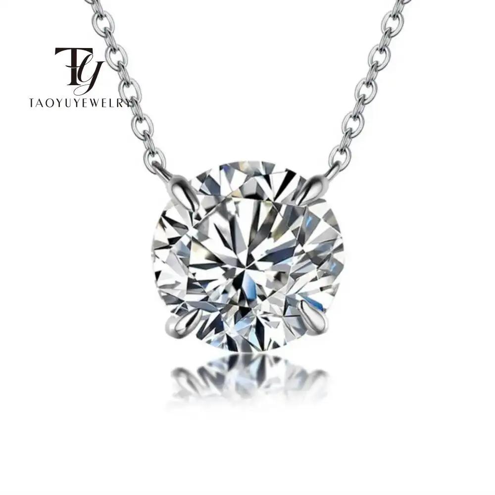 Moissanite Dia 6.5mm 0.5-5CT femme pendentif argent collier pour femmes chaînes fête mariée bijoux f
