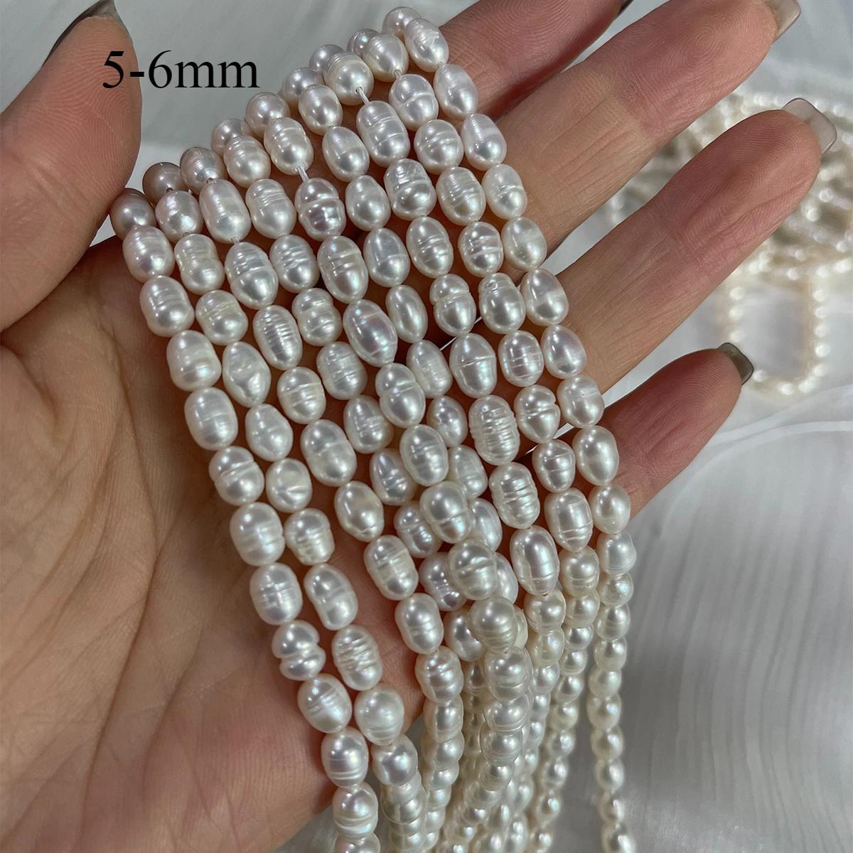 Perles d'eau douce naturelles de haute qualité, poinçon en forme de riz, perles amples pour bricolag