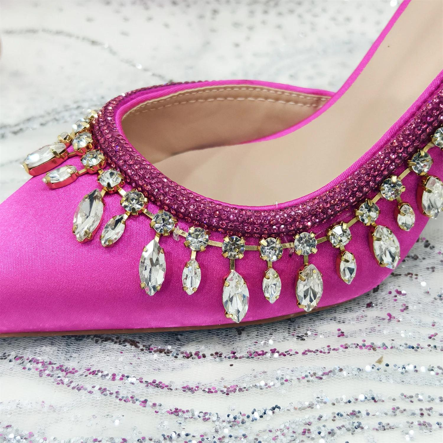 Venus Chan Po-Chaussures à Talons Hauts Pointus pour Femme, Sac à Main de Luxe, Strass, Élégant, Soi