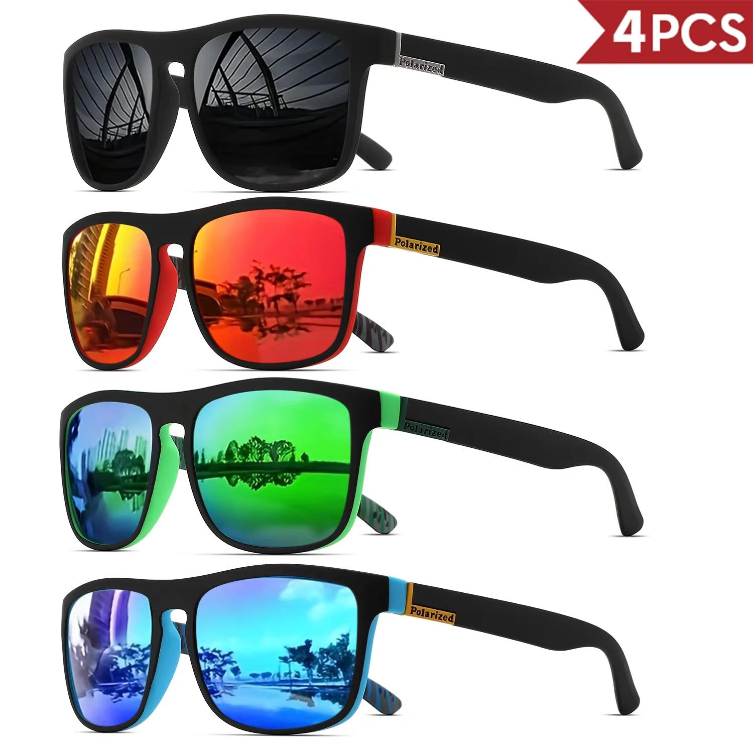Lunettes de soleil de sport polarisées carrées classiques pour hommes, monture PC légère UV400 pour