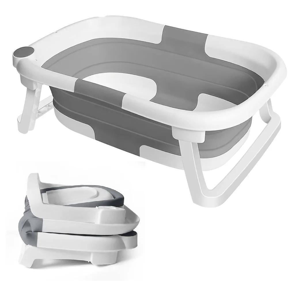 Baignoire Bébé Pliable Économie D'espace Pour Nouveau-nés - Rose/Gris/Bleu