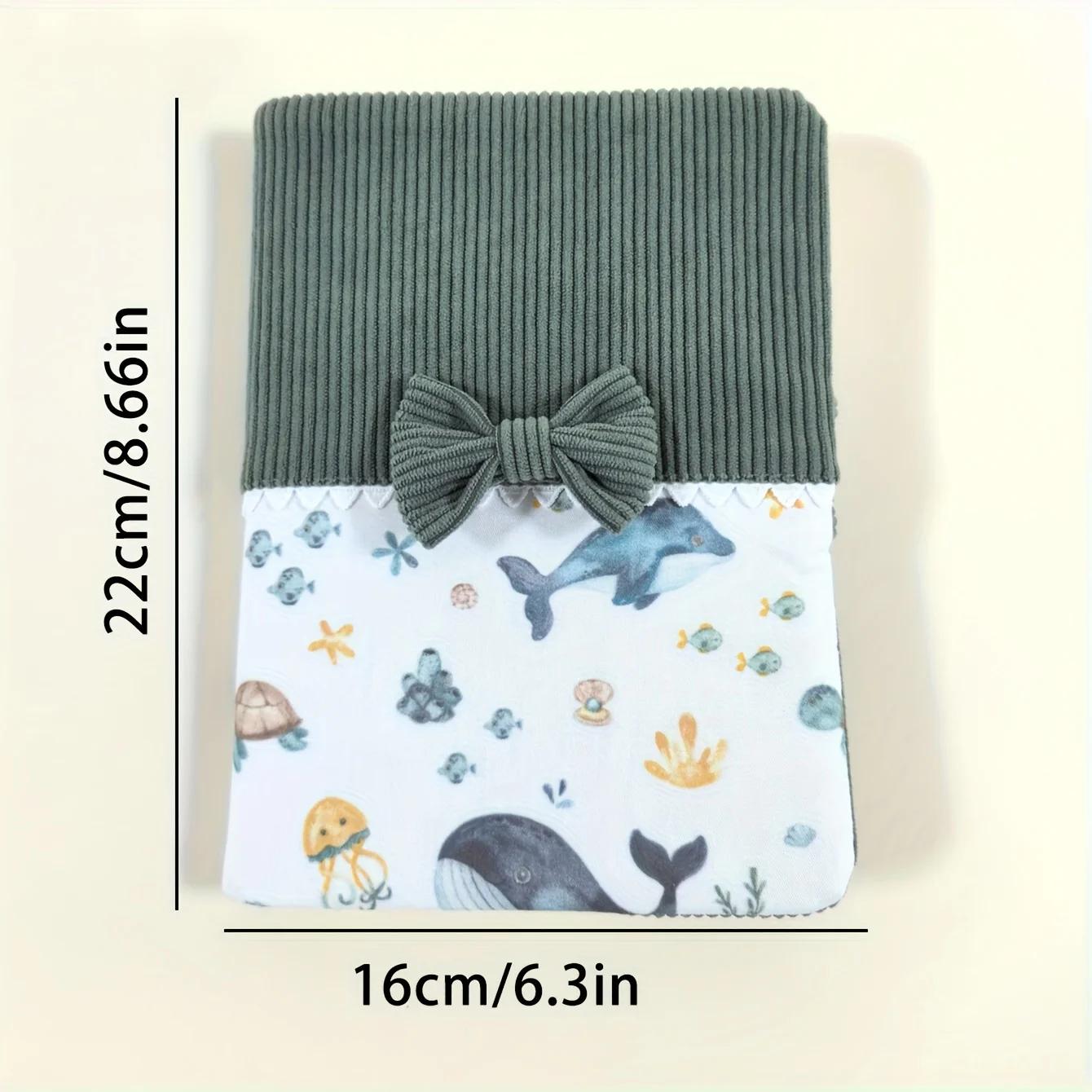 Couverture de manuel parental en velours côtelé brodée avec un nom personnalisé | Motif mignon |