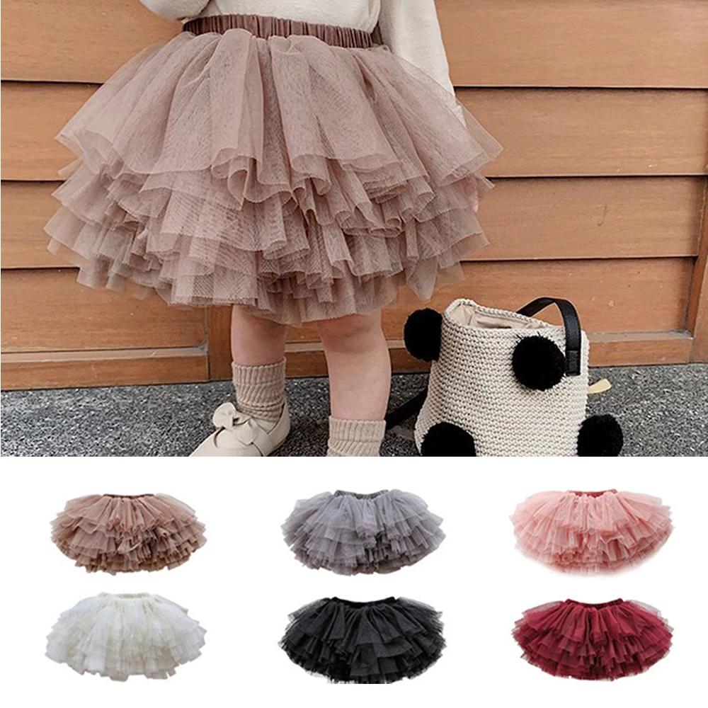 Jupes Tutu noires moelleuses pour petites filles, robe de bal de princesse en Tulle, jupon de danse
