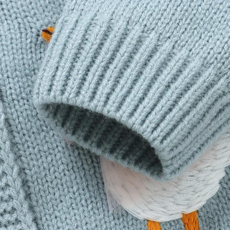 Pull en tricot à manches longues pour bébé garçon et fille, cardigan en forme d'oie de dessin animé
