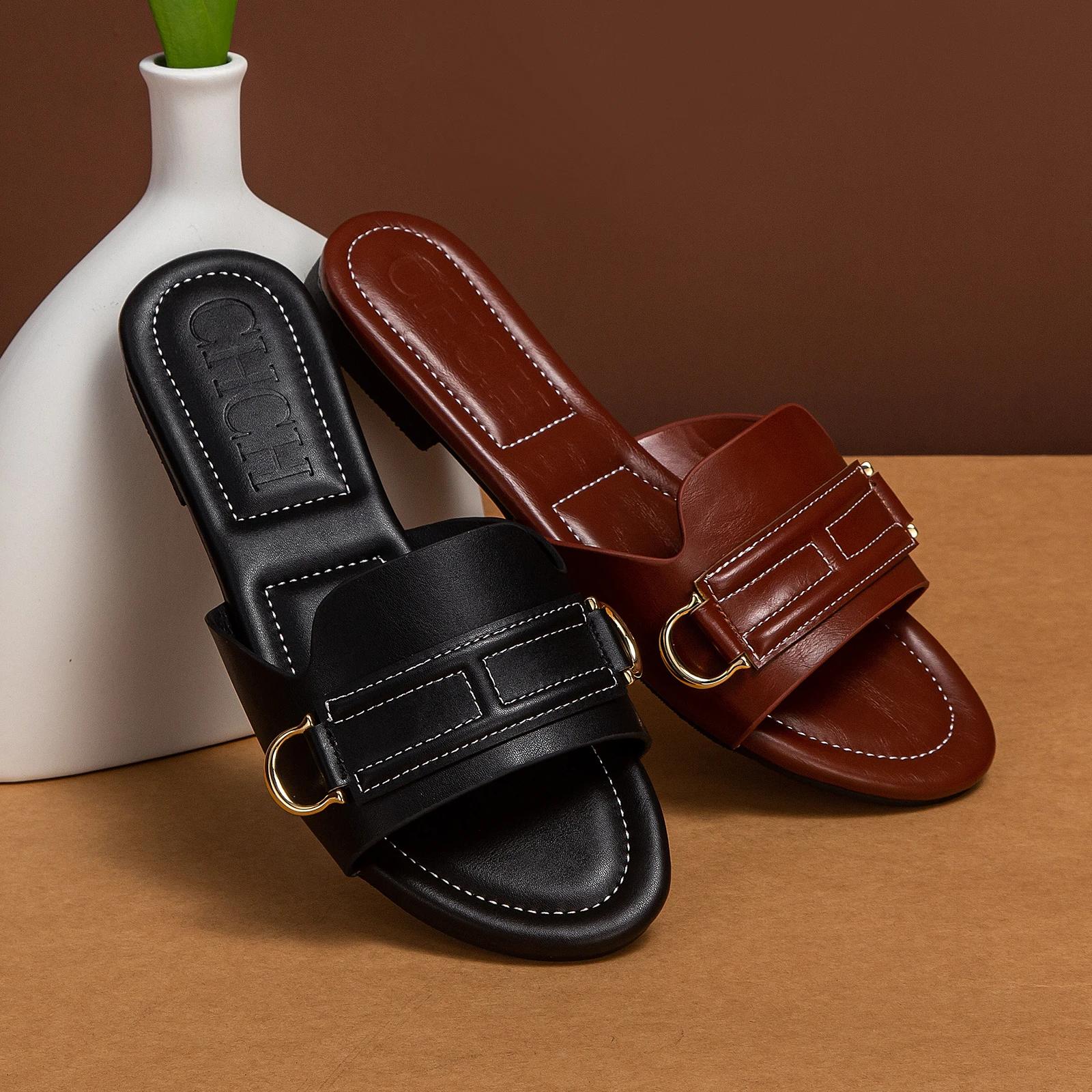 Pantoufles Astronomiques Plates en PU Solide pour Femme, Chaussures Classiques à la Mode pour les Va