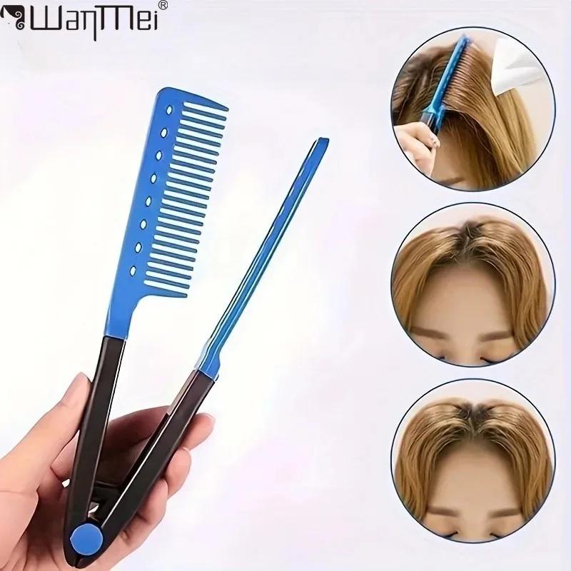 WANMEI 1/2 pièces en forme de peigne à cheveux raides en plastique démêlant peigne de coiffure plian