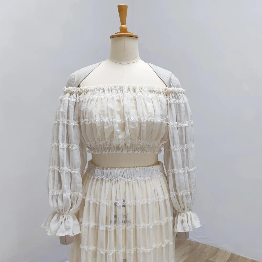 Robe de maternité plissée en mousseline de soie, Sexy, épaules dénudées, haut court, pour femmes enc