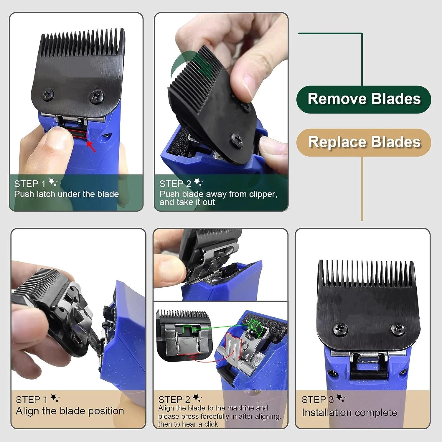 Tondeuse de toilettage noire détachable pour chien, ensemble de lames en acier inoxydable, Compatibl