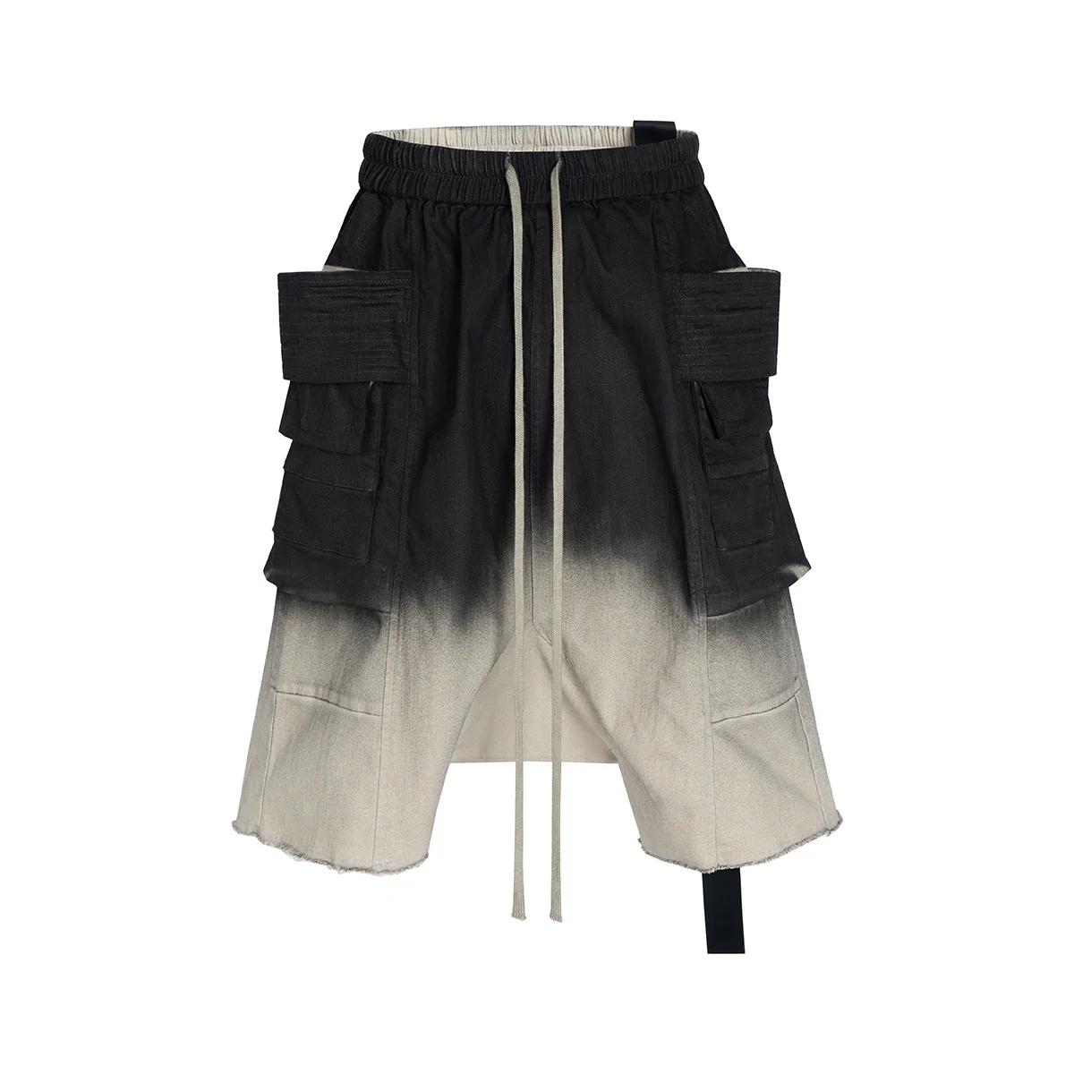 Ro Ribbons-Pantalon sarouel nickel é pour homme, double boucle, entrejambe frontal, poches, short de