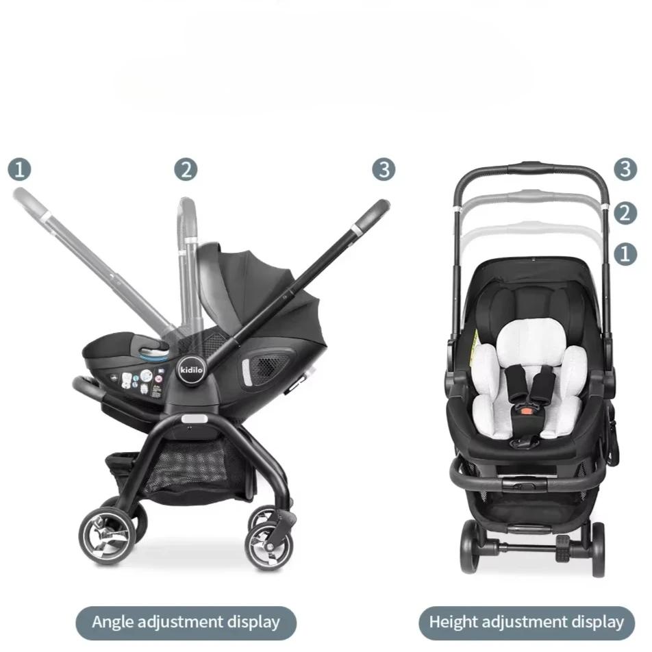 Poussette Portable 3 en 1 pour Bébé, mir de Couchage pour Nouveau-Né, Siège Auto Multifonction pour