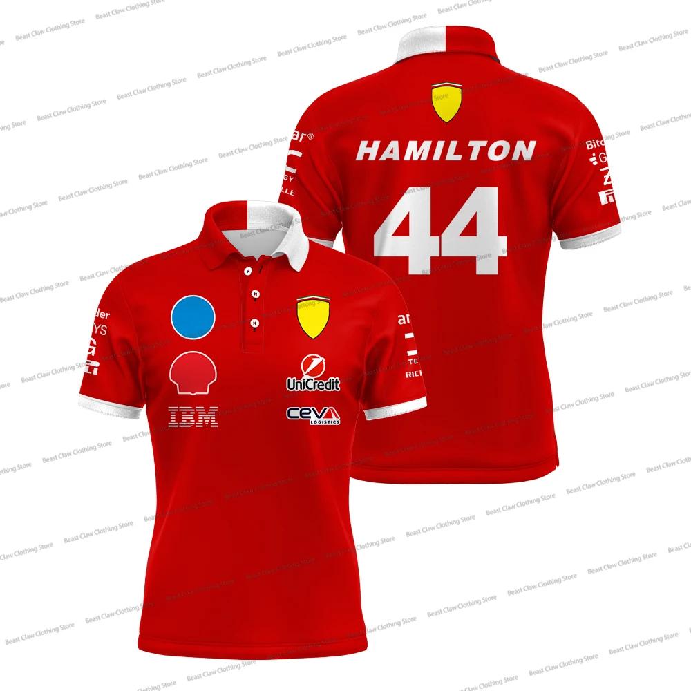 Polo de course Hamilton 44 pour homme Charles Leclerc 16, T-shirt respirant à séchage rapide, Polos
