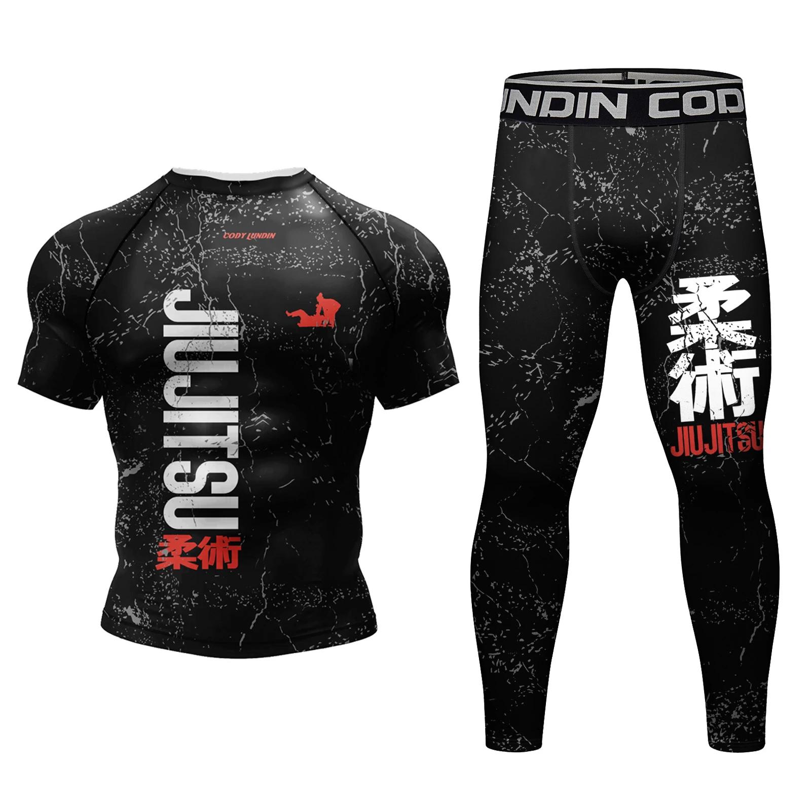 MMA Compression vêtements de Fitness hommes Jiu Jitsu Rashguard Sportsuit Muay Thai MMA Shorts anti-