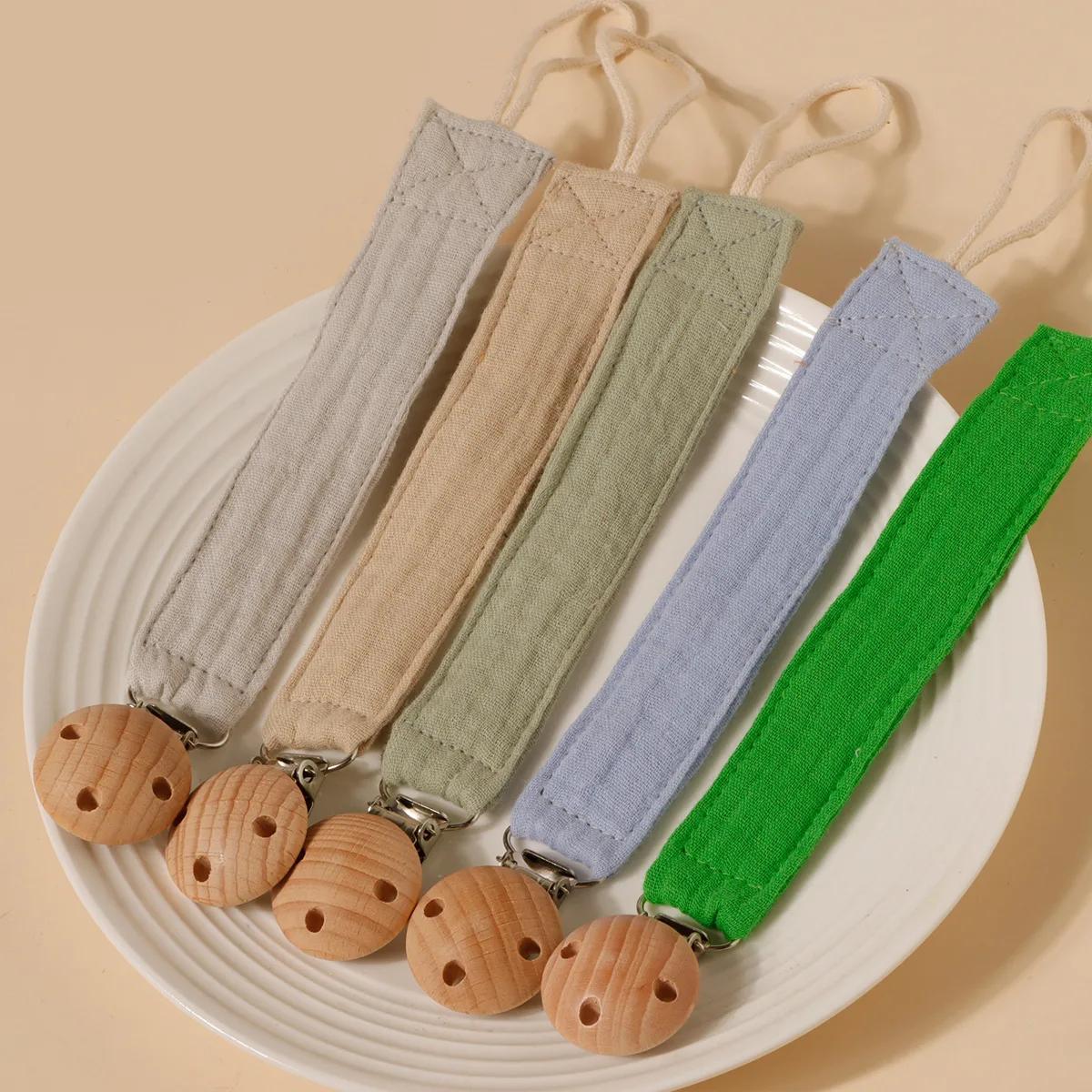 1 pièces double couche pur coton crêpe tissu mamelon suspendus corde imprimé coton bébé sucette chaî