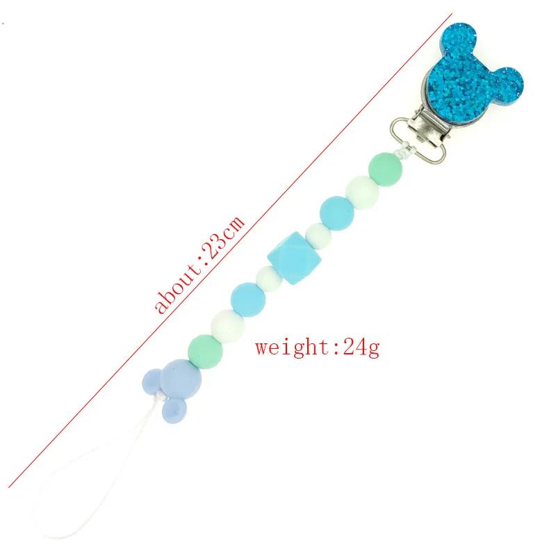 Clips de sucette pour bébé, chaîne en perles de Silicone, jouets de dentition, porte-factice, chaîne
