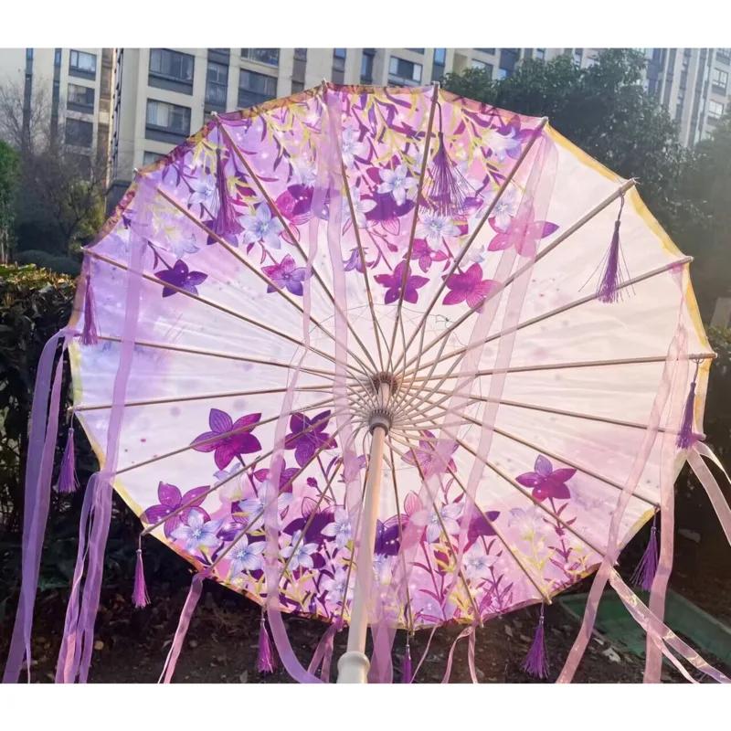 Hanfu – parapluie à pampilles violet lavande, Anime, coupe-vent, pour danse sur la plage, Cosplay, p