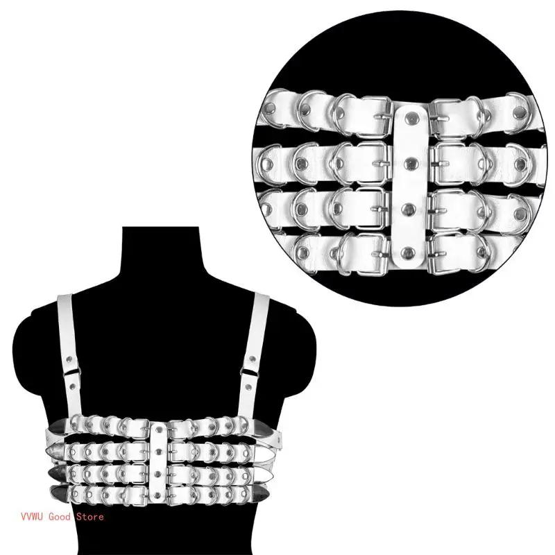 Ceinture chaîne poitrine Punk pour femmes, harnais superposé, chaîne poitrine pour bal danse