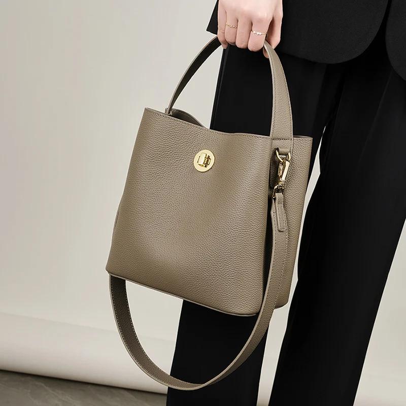 Sac à main en cuir véritable pour femmes, sacoche pour les déplacements, panier à légumes, sac à ban