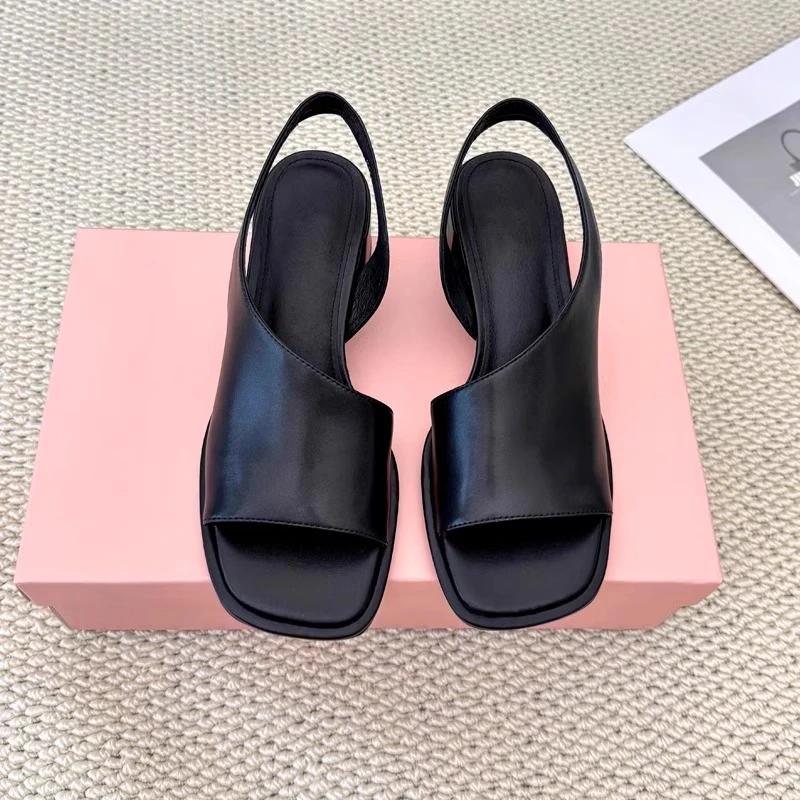 Sandales romaines grande taille pour femme, confortables, à talon épais, bout carré, polyvalentes, t