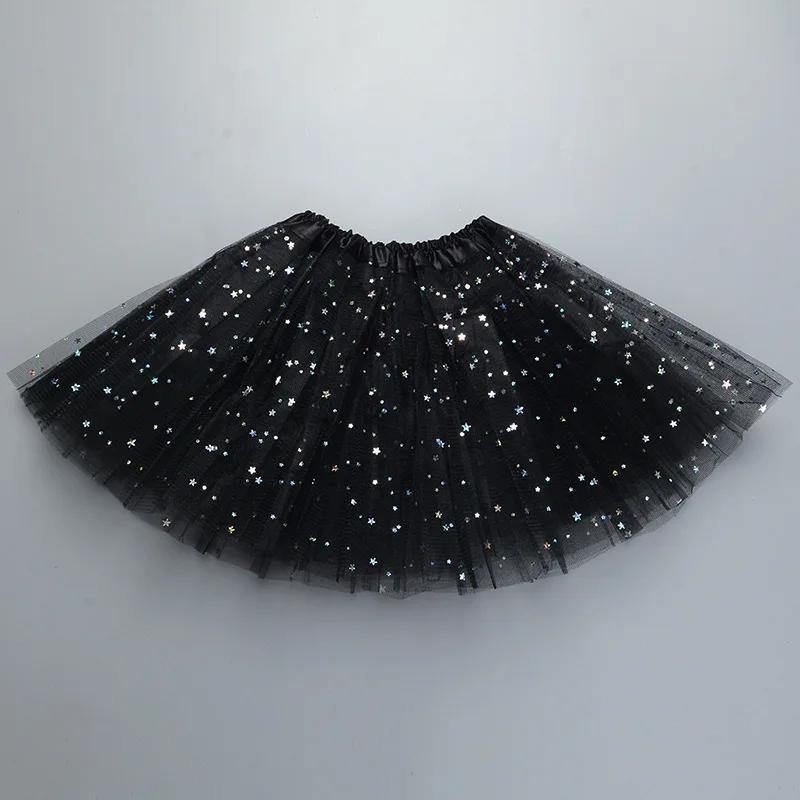 Jupe Tutu de danse à paillettes pour enfants, 3 couches de Tulle, en mousseline de soie, pour enfant