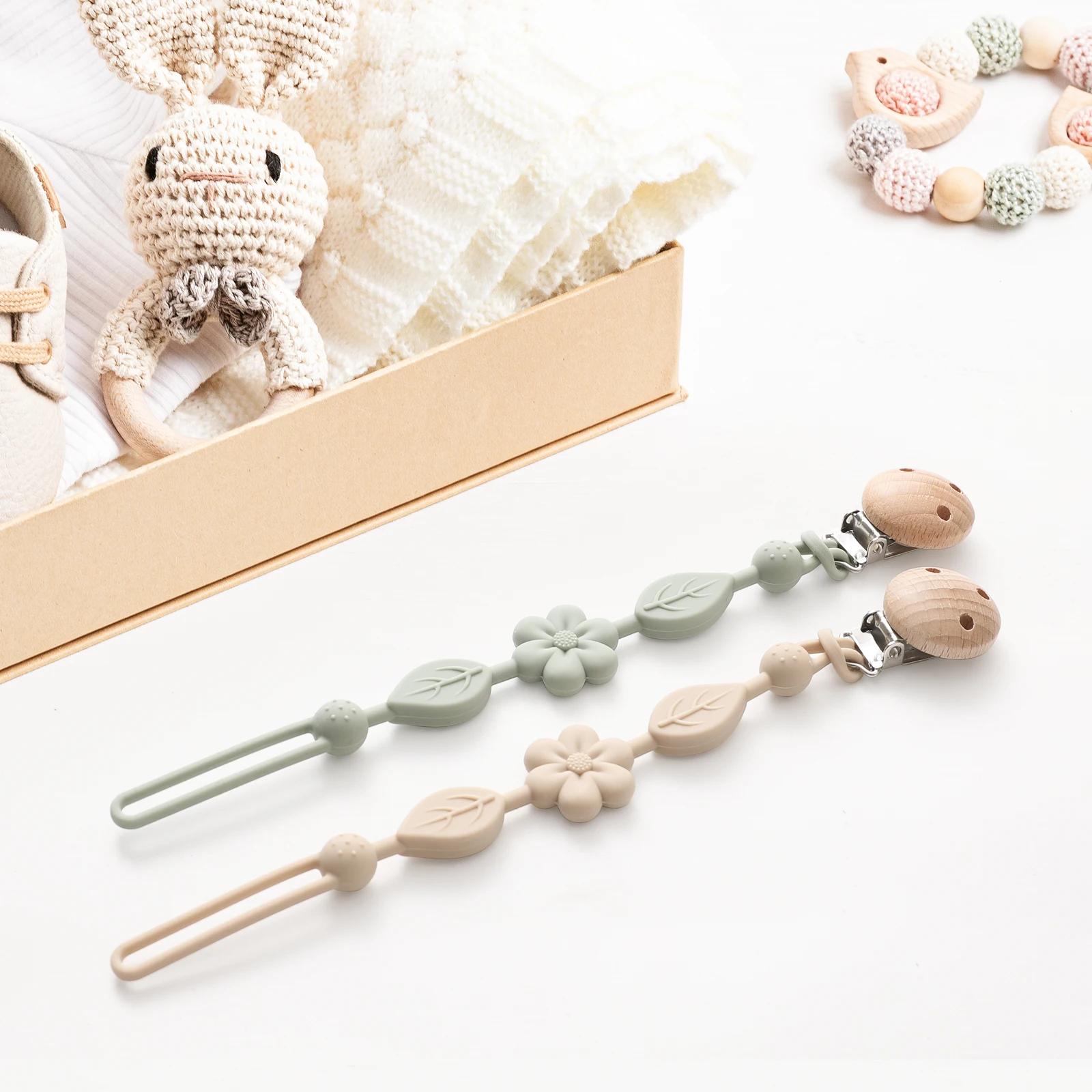 Porte-sucette réglable en silicone anti-perte pour bébé, porte-sucette fleur pour nouveau-né, adapté