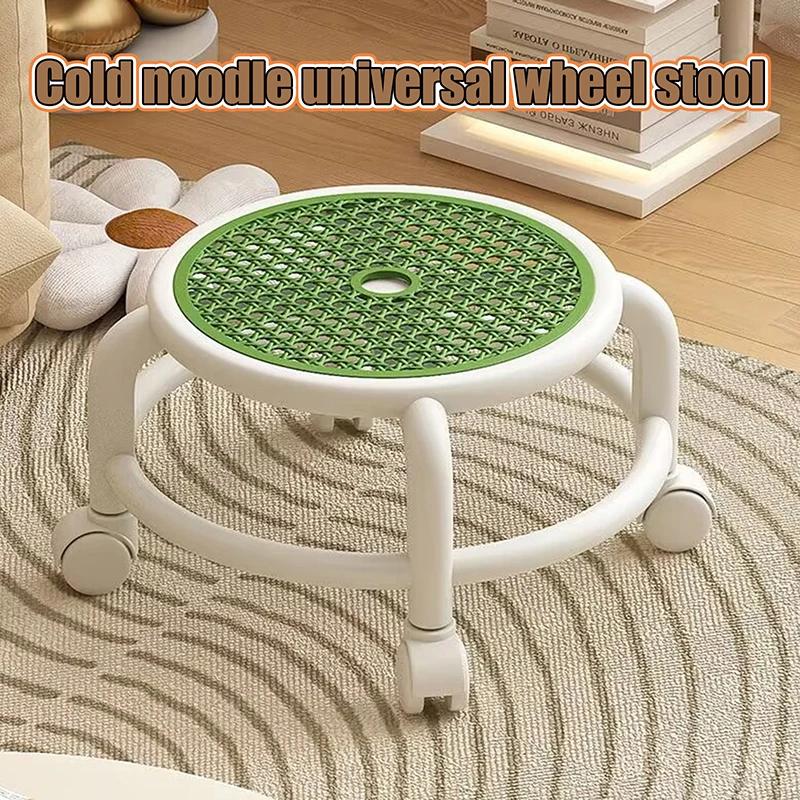 Tabouret roulant pivotant universel rond bas petite roue grise enfants adulte forte capacité rangeme