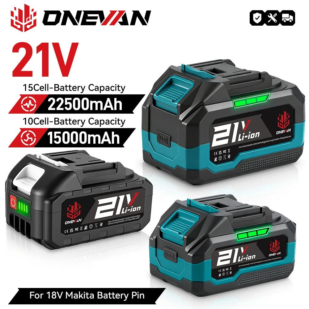 Batterie lithium-ion rechargeable ONEVAN 15000mAh 22500mAh avec indicateur de batterie, clé à chocs,