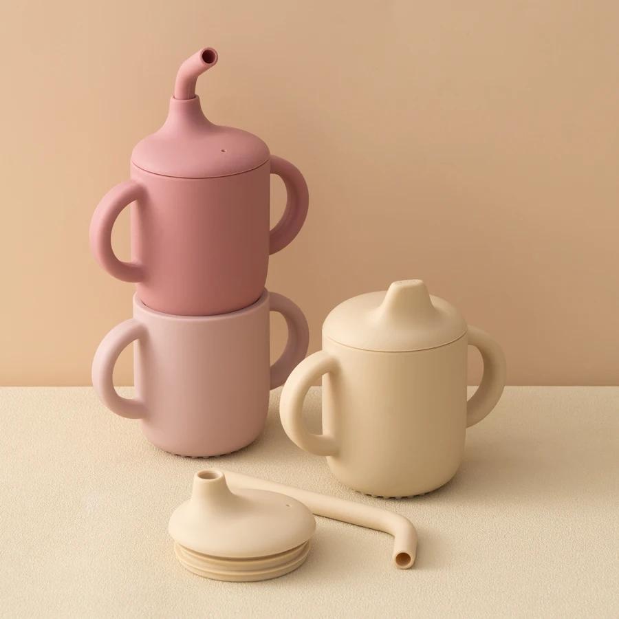 Tasse de paille en Silicone pour bébé, 1 pièce, deux couvercles, sans BPA, stockage Portable, conten