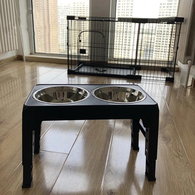 BOOTEELY-Mangeoire surélevée pour chien, support réglable, double bols en acier inoxydable, nourritu