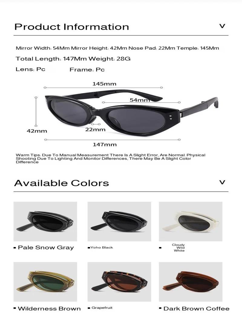 Lunettes ovales minimalistes œil de chat pour femmes, lunettes de soleil pliantes d'extérieur, ombra