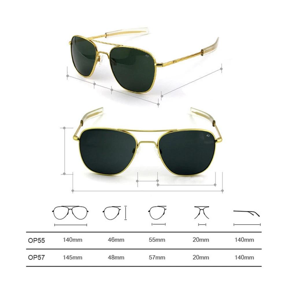 AO-Lunettes de soleil de marque de luxe pour hommes, lunettes de soleil pilote d'aviation militaire