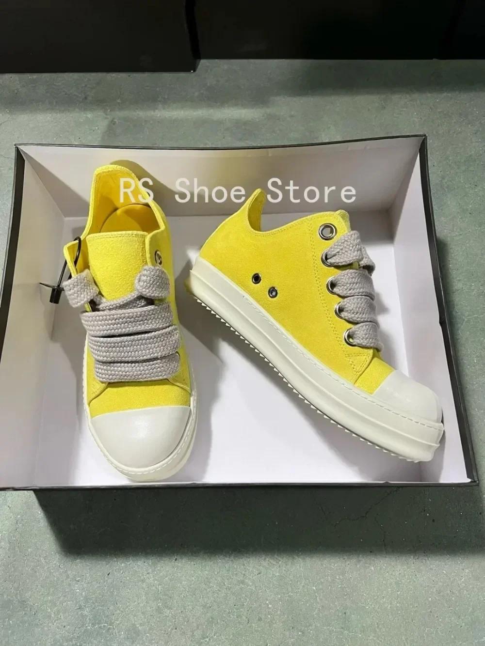 Ro hommes chaussure blanc jaune daim bas baskets décontractées en cuir Jumbo lacets femmes baskets v