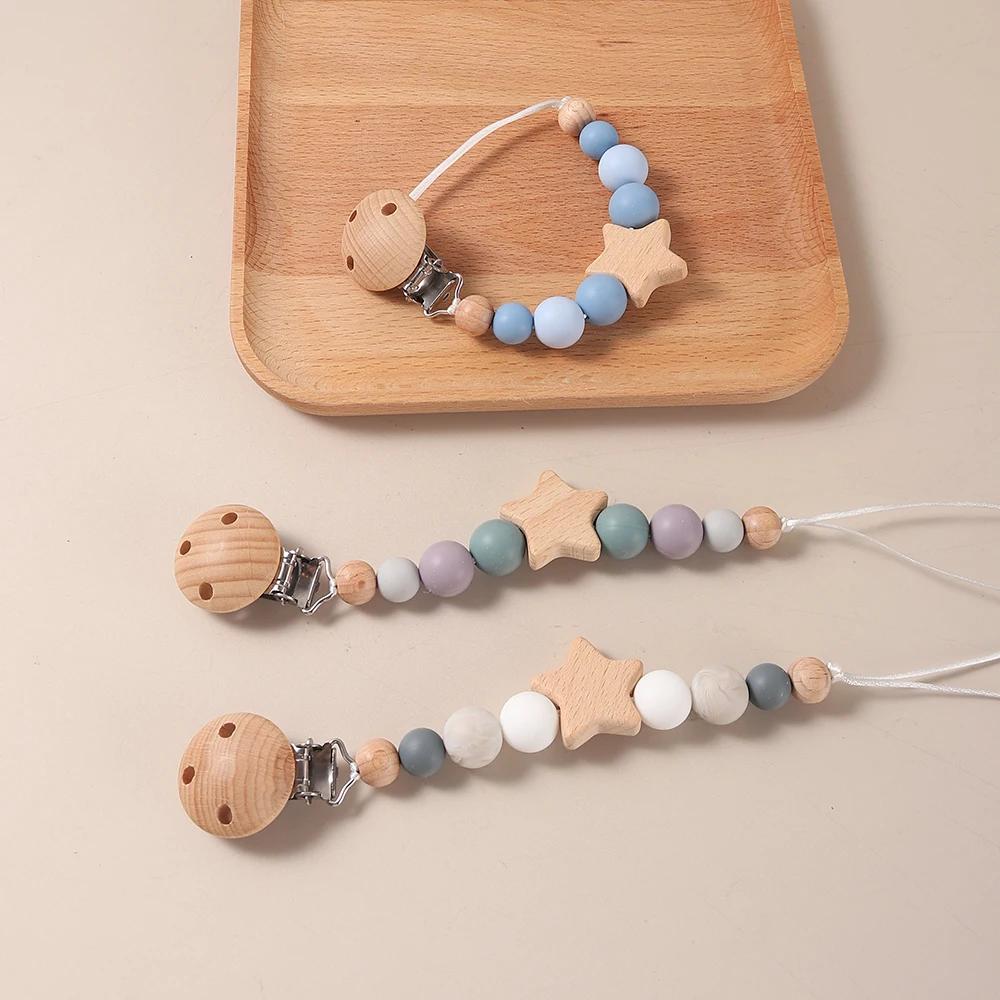 Chaîne de sucette étoile, clip de sucette perlé, porte-sucette Anti-perte pour bébés, nourrissons et