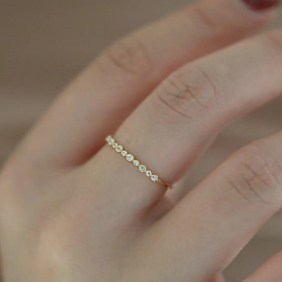 Bague géométrique en argent Sterling 925 plaqué or 14K pour femmes, Zircon scintillant, accessoire d