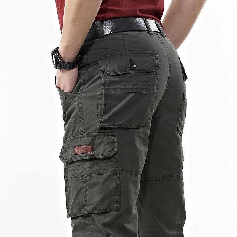 Pantalon Cargo kaki hommes coton Militar Safari vert multi-poches Baggy Denim hommes pantalons décon