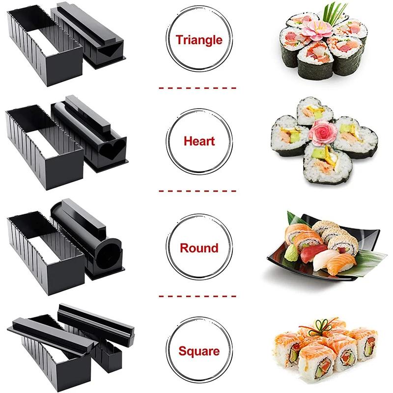 LMETJMA 10 pièces Kit de fabrication de Sushi bricolage moule à Sushi presse avec Sushi rouleau de r