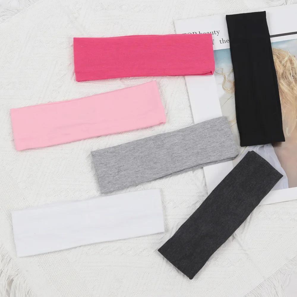 3 pièces élastiques couleur unie bandes de cheveux pour femmes et hommes bandeau course Fitness spor