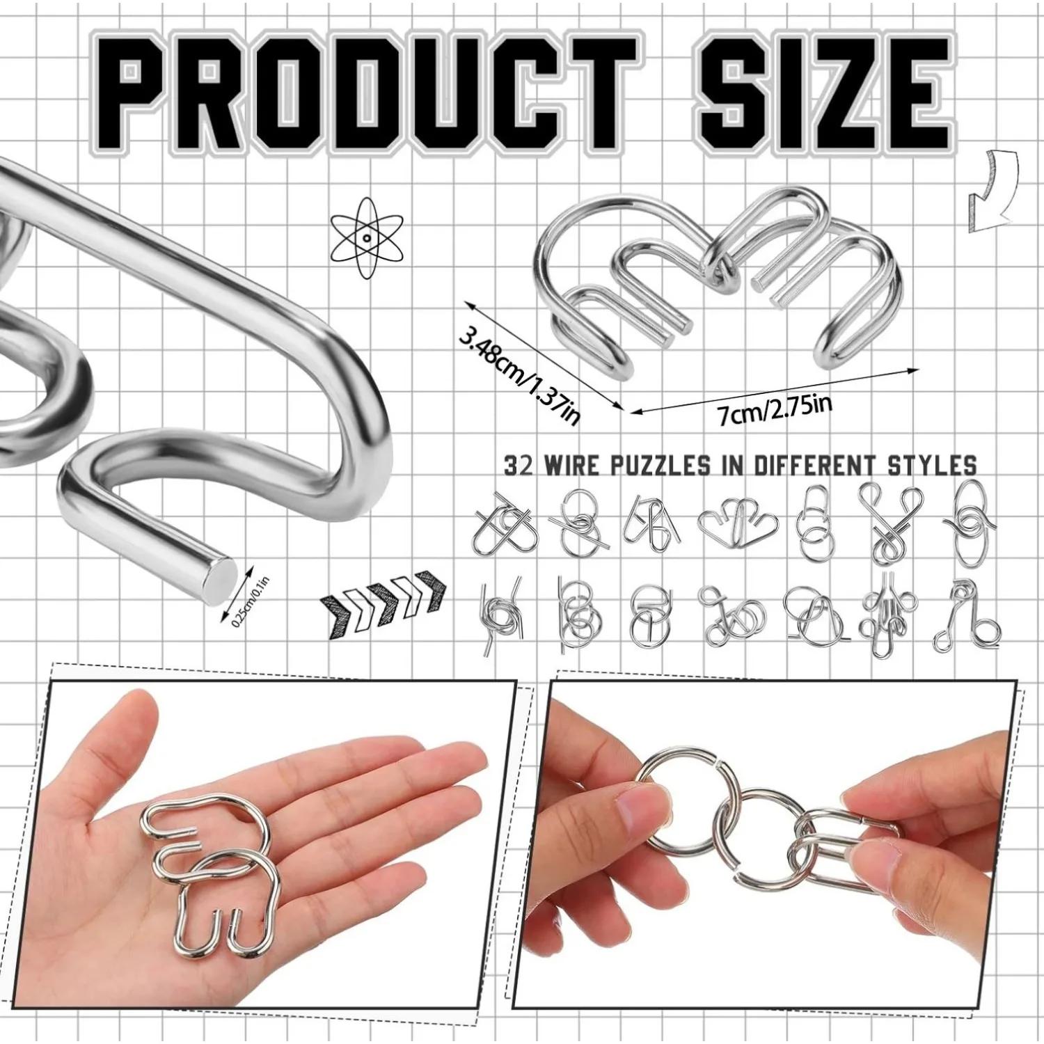 Ensemble de Puzzle en fil métallique, casse-tête, Test de qi, démêlant, lien en fer, déverrouillage,