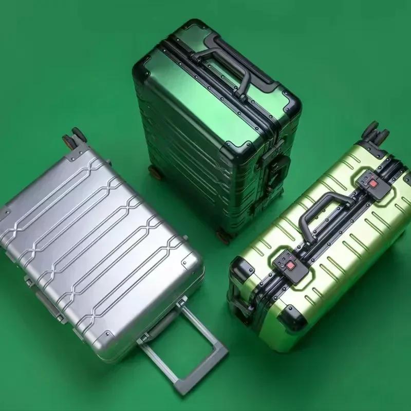 Valise de voyage de luxe en alliage aluminium-magnésium de 20 pouces, valise à roulettes, bagage, ba