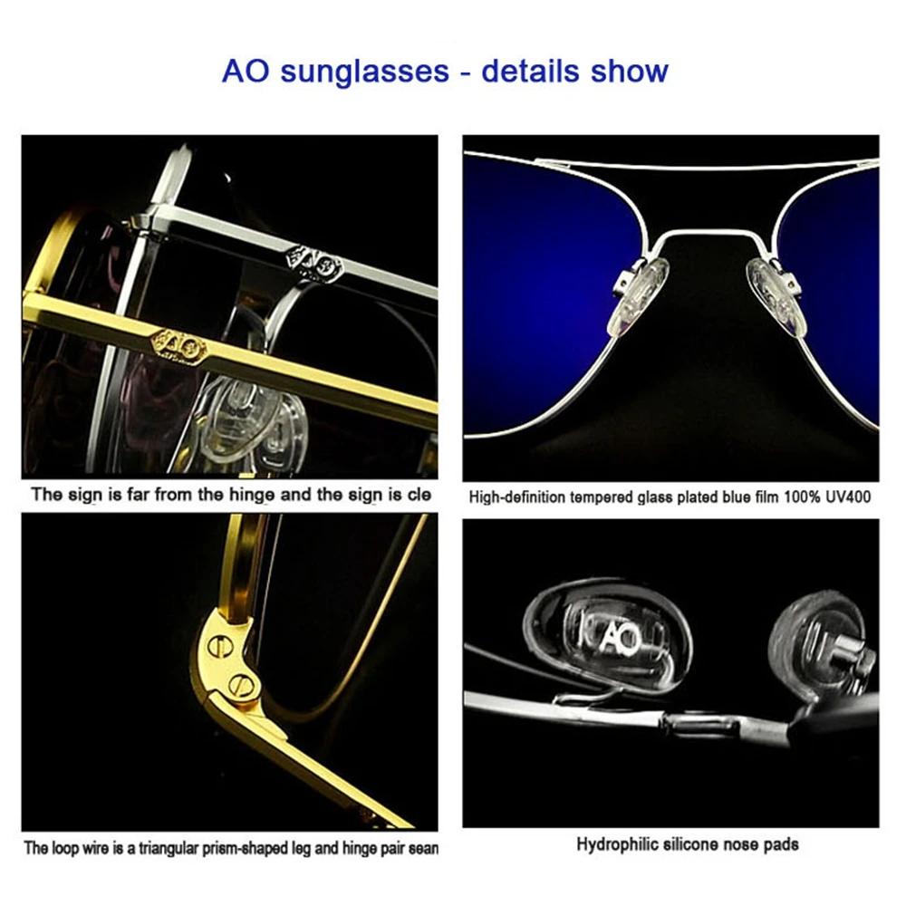 AO-Lunettes de soleil de marque de luxe pour hommes, lunettes de soleil pilote d'aviation militaire