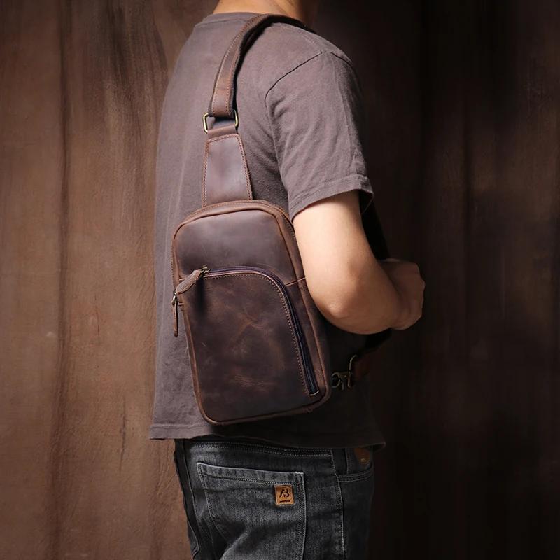 LUOKIR-Sac à Dos Vintage en Cuir group pour le dehors, Sacoche à Bandoulière de Haute Qualité