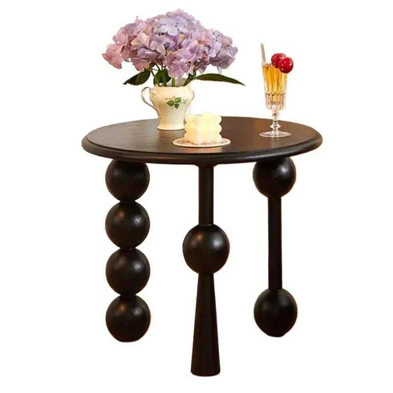 Table basse de luxe en noyer français, Table d'appoint ronde de rangement Vintage, Table de chevet d