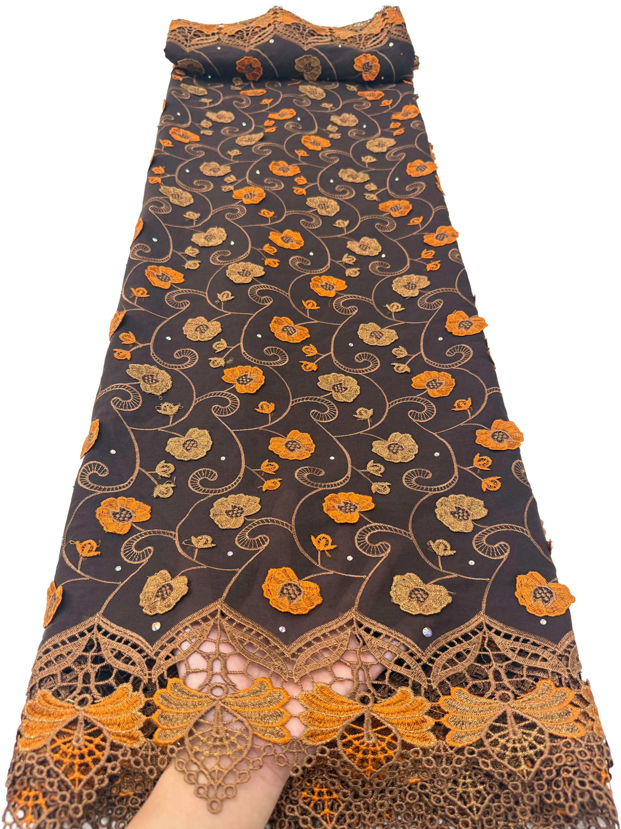 Tissu nigérian français en dentelle suisse de luxe, de haute qualité, avec strass, pour robes élégan