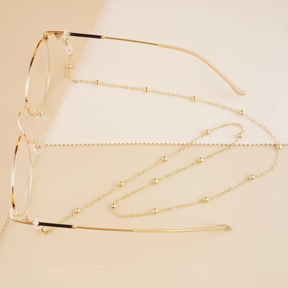 Mode métal hommes femmes chaînes de lunettes lunettes de soleil lecture lunettes perlées chaîne lune