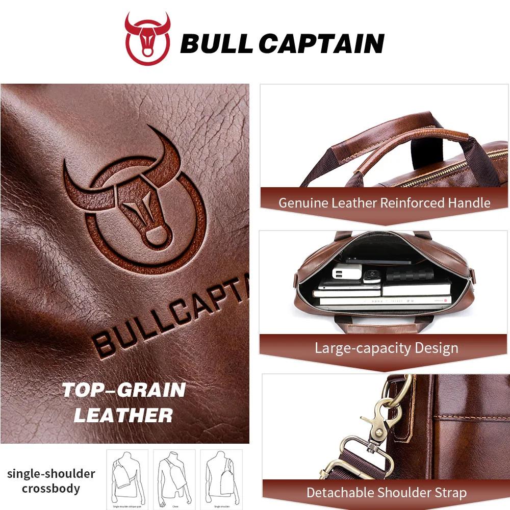 BULLCAPTAIN-Sac à Main en Cuir group pour Homme, Sacoche pour Bombes, Ordinateur Portable de 14 Pouc