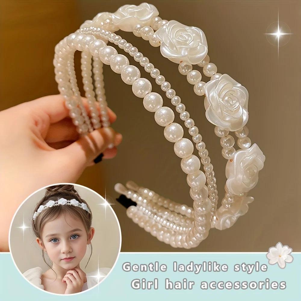 1/2 pièces de bandeaux de perles d'imitation pour filles mignonnes qui ne fait pas mal aux cheveux,